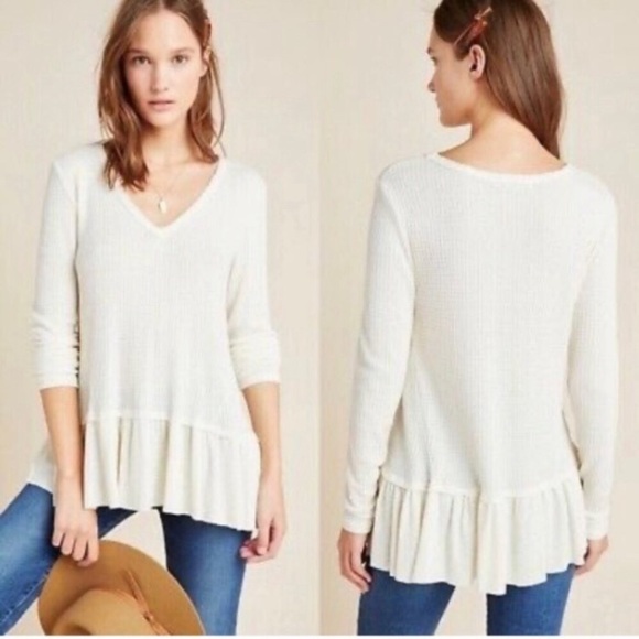 Anthropologie Tops - Anthropologie eri+ali Waffle thermal blouse size xs